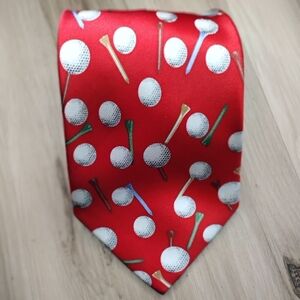 Red Golf-Themed Tie